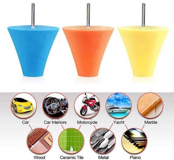 DIY Crafts Pack Of 27 Pcs, Random Color, Polishing Cone Sponge Buffing for Automotive Car Wheel Hub Care, Metal Polish Buffing Polishing Ball fo(Pack Of 27 Pcs, Random Color) - Pack Of 27 Pcs, Random Color
