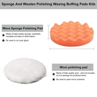 DIY Crafts 7" inch Wax Polishing Buffing Pad Kit Car Polishing Buffer Set + Felt & Fur Pads with M10/14 Drill Adapter For Auto DIY Crafts Works (Pack of 7 Pcs, Combo Kit) - Pack of 7 Pcs, Combo Kit