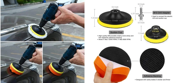 DIY Crafts Pack Of 4"inch Pcs, Multi Colour, 8 Pcs Sponge Polishing Waxing Buffing Pads With Felt Pad Kit Set Compound For Auto Car 3" (Pack Of 4"inch Pcs, Multi Colour) - Pack Of 4"inch Pcs, Multi Colour