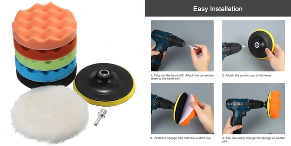 DIY Crafts Pack Of 4"inch Pcs, Multi Colour, 8 Pcs Sponge Polishing Waxing Buffing Pads With Felt Pad Kit Set Compound For Auto Car 3" (Pack Of 4"inch Pcs, Multi Colour) - Pack Of 4"inch Pcs, Multi Colour