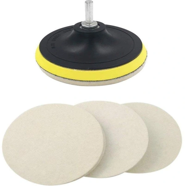 DIY Crafts Pack Of 3 Kits, 5" inch Set, 100 Grm Cerium Oxide + Backing Pad + Universal Nut + Wool Polisher Polishing Clean Buffing Pad Bonnet for (Pack Of 3 Kits, 5" inch Set) - Pack Of 3 Kits, 5" inch Set