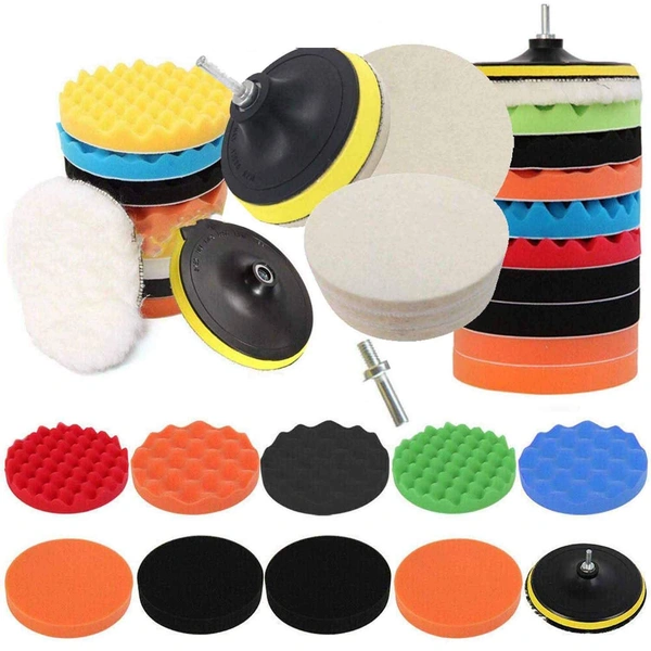 DIY Crafts 12 Pcs 7'' 180mm Waxing Buffing Polishing Sponge Pads Car Polisher Tool for Car Polishing Woolen Buffer, Wax Applicator, Cone Head Grinding Head Car Bike (Pack Of 24 Pcs, Multi Color) - Pack Of 24 Pcs, Multi Color