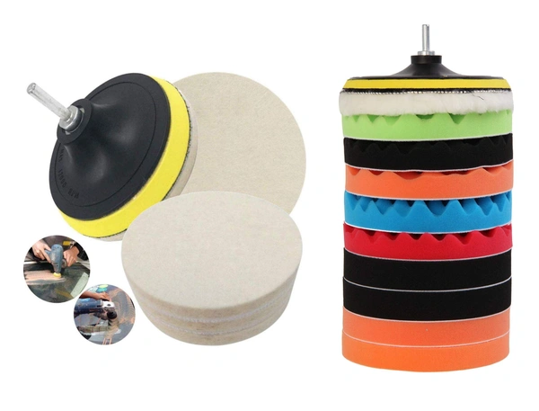 DIY Crafts 12 Pcs 7'' 180mm Waxing Buffing Polishing Sponge Pads Car Polisher Tool for Car Polishing Woolen Buffer, Wax Applicator, Cone Head Grinding Head Car Bike (Pack Of 24 Pcs, Multi Color) - Pack Of 24 Pcs, Multi Color