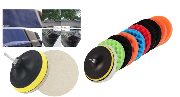 DIY Crafts 12 Pcs 7'' 180mm Waxing Buffing Polishing Sponge Pads Car Polisher Tool for Car Polishing Woolen Buffer, Wax Applicator, Cone Head Grinding Head Car Bike (Pack Of 24 Pcs, Multi Color) - Pack Of 24 Pcs, Multi Color