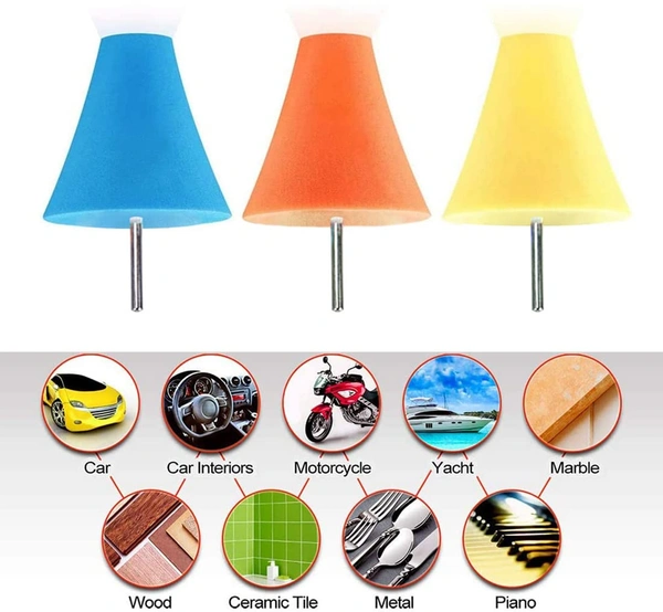 DIY Crafts Pack Of 36 Pcs, Random Color, Polishing Cone Sponge Buffing for Automotive Car Wheel Hub Care, Metal Polish Buffing Polishing Ball fo(Pack Of 36 Pcs, Random Color) - Pack Of 36 Pcs, Random Color