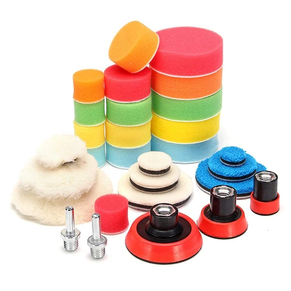 DIY Crafts Pack of 29 Pcs Polishing Pad Kit 1x, Multi Colour, 29Pcs Polishing Pad Kit With M14 Thread Back Pad & Adapter Sponge Wool(Pack of 29 Pcs Polishing Pad Kit 1x, Multi Colour) - Pack of 29 Pcs Polishing Pad Kit 1x, Multi Colour