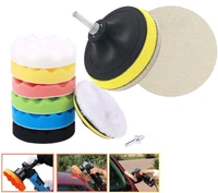 DIY Crafts Pack Of 6"inch Kit, Multi, 3"/4"/6"/7"inch 76/100/152/180mm 6 Pcs Car Buffing Polishing Waxing Sponge + Felt Pad Kits Drill Adapter Cleaning Kit Electric Dril(Pack Of 6"inch Kit, Multi) - Pack Of 6"inch Kit, Multi