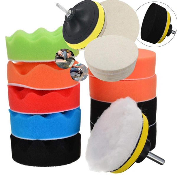 DIY Crafts Pack Of 6"inch Kit, Multi, 3"/4"/6"/7"inch 76/100/152/180mm 6 Pcs Car Buffing Polishing Waxing Sponge + Felt Pad Kits Drill Adapter Cleaning Kit Electric Dril(Pack Of 6"inch Kit, Multi) - Pack Of 6"inch Kit, Multi