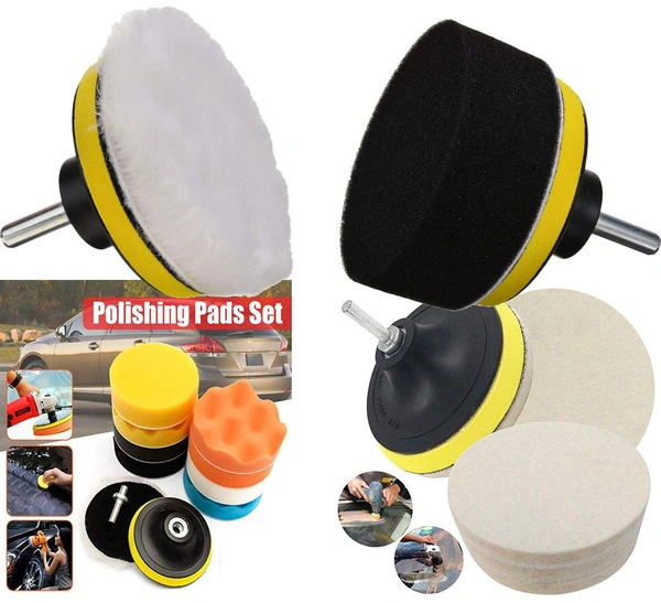 DIY Crafts Pack Of 6"inch Kit, Multi, 3"/4"/6"/7"inch 76/100/152/180mm 6 Pcs Car Buffing Polishing Waxing Sponge + Felt Pad Kits Drill Adapter Cleaning Kit Electric Dril(Pack Of 6"inch Kit, Multi) - Pack Of 6"inch Kit, Multi