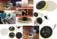 DIY Crafts Polishing Felt Pad Wool Pads Woolen Polishing Waxing Buffing Pads Kit Auto Car with M10/14 Universal Drill Adapter (As Shown Image Kit) (5 Kits, 5"inch Felt+Wool+Backer Pad+M10/14) - 5 Kits, 5"inch Felt+Wool+Backer Pad+M10/14