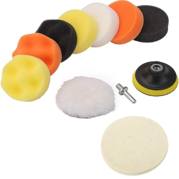 DIY Crafts Polishing Pads Sponge Woolen Polishing Waxing Buffing Pads Kits Polishing Compound Drill Buffing Sponge Pads Kit for Car Drill Adapter Kit (10 Pcs 3" inch Kit, 3" inch Kit.) - 10 Pcs 3" inch Kit, 3" inch Kit.
