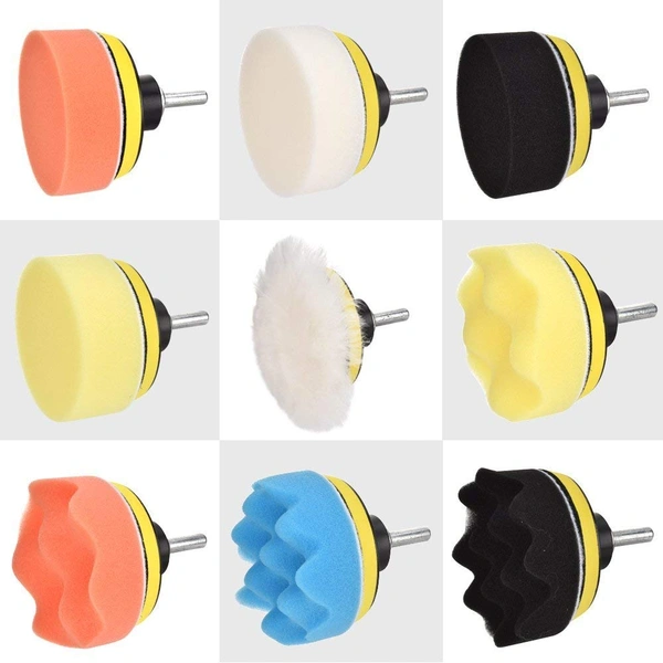 DIY Crafts Polishing Pads Sponge Woolen Polishing Waxing Buffing Pads Kits Polishing Compound Drill Buffing Sponge Pads Kit for Car Drill Adapter Kit (10 Pcs 3" inch Kit, 3" inch Kit.) - 10 Pcs 3" inch Kit, 3" inch Kit.