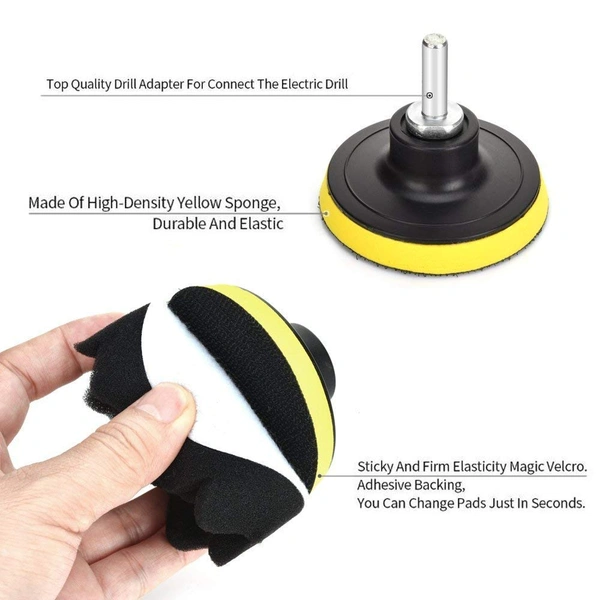 DIY Crafts Polishing Pads Sponge Woolen Polishing Waxing Buffing Pads Kits Polishing Compound Drill Buffing Sponge Pads Kit for Car Drill Adapter Kit (10 Pcs 3" inch Kit, 3" inch Kit.) - 10 Pcs 3" inch Kit, 3" inch Kit.