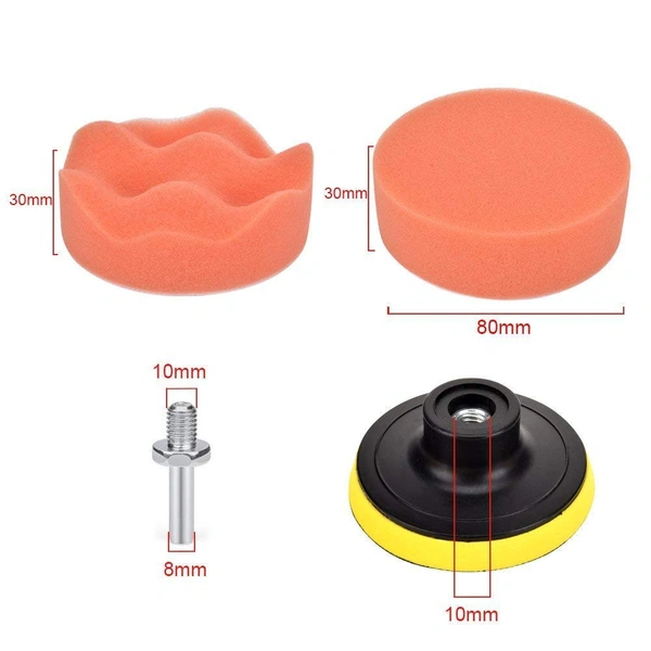 DIY Crafts Polishing Pads Sponge Woolen Polishing Waxing Buffing Pads Kits Polishing Compound Drill Buffing Sponge Pads Kit for Car Drill Adapter Kit (10 Pcs 3" inch Kit, 3" inch Kit.) - 10 Pcs 3" inch Kit, 3" inch Kit.