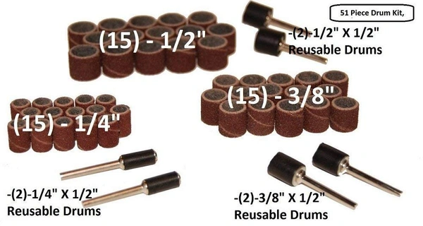 DIY Crafts Sanding Bands Drums Sleeves W/Sanding Drum Mandrel for Dremel Rotary Tool (Design No # 6, Pack of 51 Pcs) - Design No # 6, Pack of 51 Pcs