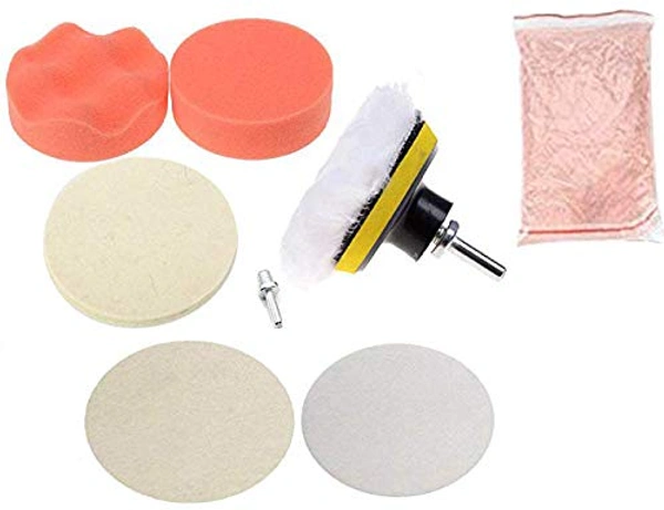 DIY Crafts Self Adhesive Wool & Felt Polishing Wheel/TREO 95% / 2.5 microns / 1.75oz, Polishing Glass Metal Nonmetal Steel Copper Polishing Felt Pad Wool Pad (100 Grm Cerium Oxide, 4" inch Set) - 100 Grm Cerium Oxide, 4" inch Set