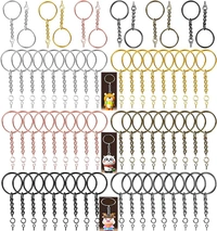 DIY Crafts Silver, Pack Of 5 Pcs, Split Key Rings with Chain Bulk with Sw (Silver, Pack Of 5 Pcs) - Silver, Pack Of 5 Pcs