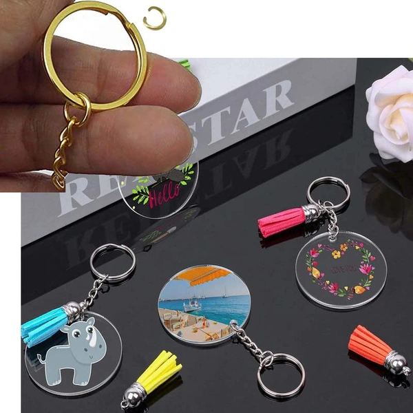 DIY Crafts Silver, Pack Of 5 Pcs, Split Key Rings with Chain Bulk with Sw (Silver, Pack Of 5 Pcs) - Silver, Pack Of 5 Pcs