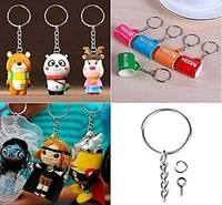 DIY Crafts Silver, Pack Of 5 Pcs, Split Key Rings with Chain Bulk with Sw (Silver, Pack Of 5 Pcs) - Silver, Pack Of 5 Pcs