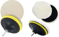 DIY Crafts Sponge & Felt Woollen Polishing Pads Kits with Backer Pad + M10/14 Drill Adapter (Multicolour) (Pack of 4 Pcs, 4" inch,) - Pack Of 4 Pcs