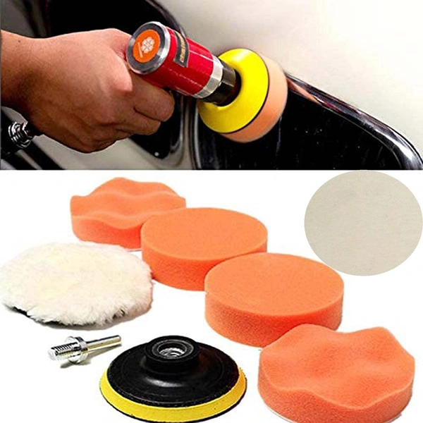 DIY Crafts Sponge Woolen Polishing Waxing Buffing Pads Kit Car With M10 Drill Adapter Car Washing Tool Quick Clean Car Accessories (Pack of 18 Pcs, Multi Colour) - Pack of 18 Pcs, Multi Colour