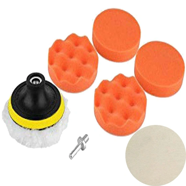 DIY Crafts Sponge Woolen Polishing Waxing Buffing Pads Kit Car With M10 Drill Adapter Car Washing Tool Quick Clean Car Accessories (Pack of 18 Pcs, Multi Colour) - Pack of 18 Pcs, Multi Colour