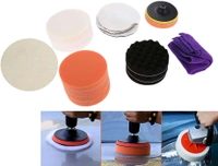 DIY Crafts Sponge Woolen Polishing Waxing Buffing Pads Kit Car With M10 Drill Adapter Car Washing Tool Quick Clean Car Accessories (Pack of 18 Pcs, Multi Colour) - Pack of 18 Pcs, Multi Colour