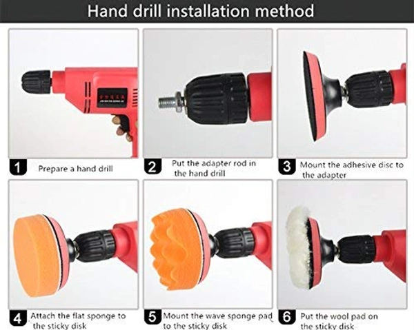 DIY Crafts Wax Car Polishing Buffing Pad Wool Pad Kit and Felt Pads with Universal Drill Adapter; Multicolour (6 Pcs 1 Set, 6" inch Set) - 6 Pcs 1 Set, 6" inch Set