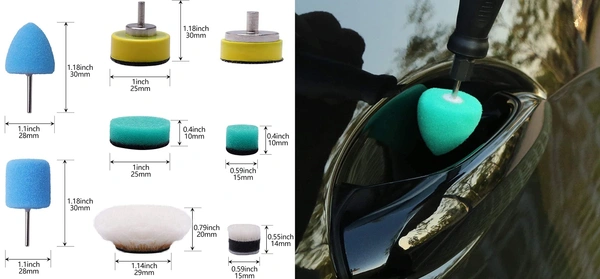 DIY Crafts With 1 Felt 1 Fur Pad, 1"inch, 17x Mini Buffing Polishing Detail Polisher Pads Use On Rotary Tools,Cordless Drill, Polisher Tool for Tight Area Detailing (With 1 Felt 1 Fur Pad, 1"inch) - With 1 Felt 1 Fur Pad, 1"inch