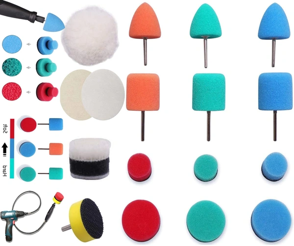DIY Crafts With 2 Fur 2 Felt Pads, 1"inch Kit, 19 Pcs Mini Buffing Polishing Detail Polisher Pads On Rotary Tools,Cordless Drill, Polisher Tool for Tight Area (With 2 Fur 2 Felt Pads, 1"inch Kit) - With 2 Fur 2 Felt Pads, 1"inch Kit