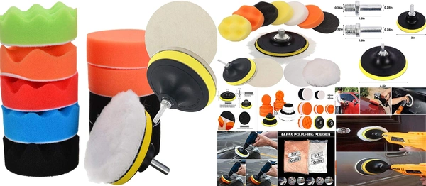 DIY Crafts With 4x Felt Pad, 2"inch, 3-7"inch 76-180mm 12-17 Pcs Felt Pad Car Buffing Polishing Waxing Sponge Pad Kits with Drill Adapter Cleaning Kit Electric Drilling Ma (With 4x Felt Pad, 2"inch) - With 4x Felt Pad, 2"inch