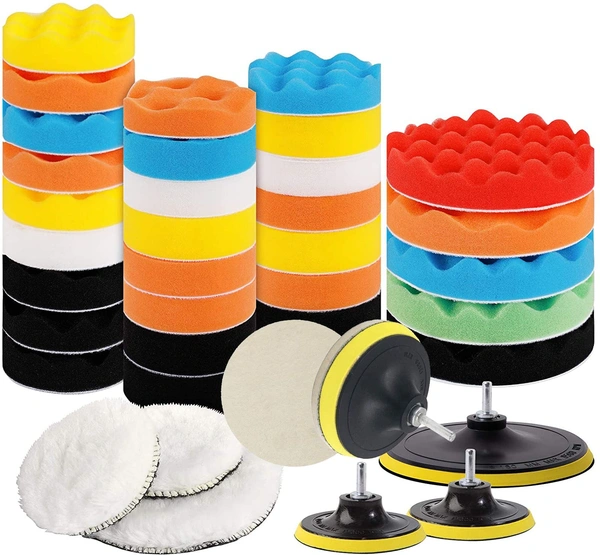 DIY Crafts With 4x Felt Pad, 2"inch, 3-7"inch 76-180mm 12-17 Pcs Felt Pad Car Buffing Polishing Waxing Sponge Pad Kits with Drill Adapter Cleaning Kit Electric Drilling Ma (With 4x Felt Pad, 2"inch) - With 4x Felt Pad, 2"inch