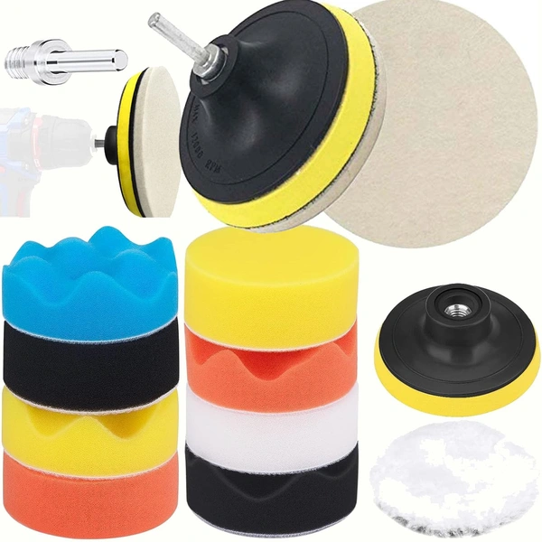 DIY Crafts + With 1X Fur 1X Felt Pad, 2"inch Kit, 9-15x Polishes Set 1/2/3 Inch Drill Buffing Buffer Pad Polishing Pad Mix Size Kit, M14 Backing Pad Adapter P (+ With 1X Fur 1X Felt Pad, 2"inch Kit) - + With 1X Fur 1X Felt Pad, 2"inch Kit