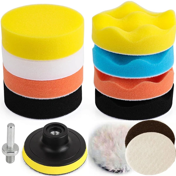 DIY Crafts With 2x Desnsity Felt Pads, 6"inch Kit, 12 Pcs Gross Polishing Buffing Pad Kit Polisher Multi Drill Adapter Car Polish Sponge Wheel Kit Car Was (With 2x Desnsity Felt Pads, 6"inch Kit) - With 2x Desnsity Felt Pads, 6"inch Kit