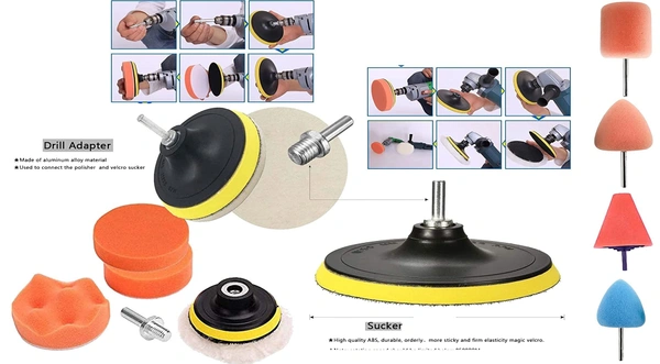 DIY Crafts With 2x Desnsity Felts Pads, 3"inch Kit, 8-13 Pcs Gross Polishing Buffing Pad Kit Polisher Universal Adapter Car Polish Sponge Wheel Wash Cleani(With 2x Desnsity Felts Pads, 3"inch Kit) - With 2x Desnsity Felts Pads, 3"inch Kit