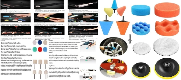DIY Crafts With 2x Felt 2x Furs Pad, 3"inch Kit, 13-19x Gross Polishing Buffing Pad Kit Polisher Multi Drill Adapter Car Polish Sponge Wheel Car Wash Cleaning(With 2x Felt 2x Furs Pad, 3"inch Kit) - With 2x Felt 2x Furs Pad, 3"inch Kit