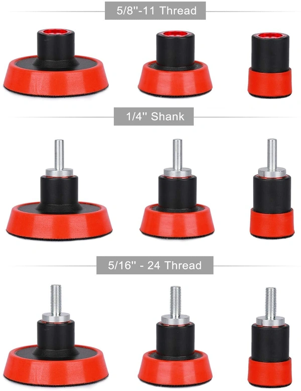 DIY Crafts With 2x Felt Pad, 2"inch 9 Pcs Kit, 9-14 Pcs Drill Buffing Pad Detail Polishing Pad Mix Size Kit 5/8-11 Thread Backing pad & Adapters for Car Sandi (With 2x Felt Pad, 2"inch 9 Pcs Kit) - With 2x Felt Pad, 2"inch 9 Pcs Kit