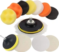 DIY Crafts With 5x Felts Pads, 6" inch Kit, Pack of 12-17x / 1-7"inch Compound Drill Buffing Sponge & Felt Pads Kit for Car Sanding,(With 5x Felts Pads, 6" inch Kit) - With 5x Felts Pads