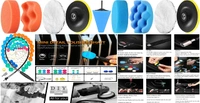 DIY Crafts 20x 3"inch Kit, Mini DIY Kit 1-3" inch & Choice Fur Felt Sponge Buffing Pad Waxing Pad Drill Adapter M10/14 Universal for Tight Area Detailing Polishing Waxing Sealing(20x 3"inch Kit) - 20x 3"inch Kit, Multicolor