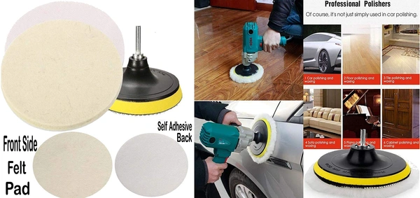 DIY Crafts with 5X Felt 5X Fur 5X Backer Pads, 1" inch Kit, 6-11x Gross Polishing Buffing Pad Kit Drill Nut Polishing Foam Buffing Compound Auto Poli (with 5X Felt 5X Fur 5X Backer Pads, 1" inch Kit) - with 5X Felt 5X Fur 5X Backer Pads, 1" inch Kit
