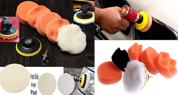 DIY Crafts with 5X Felt 5X Fur 5X Backer Pads, 1" inch Kit, 6-11x Gross Polishing Buffing Pad Kit Drill Nut Polishing Foam Buffing Compound Auto Poli (with 5X Felt 5X Fur 5X Backer Pads, 1" inch Kit) - with 5X Felt 5X Fur 5X Backer Pads, 1" inch Kit