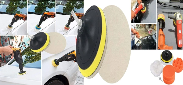 DIY Crafts with 5X Felt 5X Fur 5X Backer Pads, 1" inch Kit, 6-11x Gross Polishing Buffing Pad Kit Drill Nut Polishing Foam Buffing Compound Auto Poli (with 5X Felt 5X Fur 5X Backer Pads, 1" inch Kit) - with 5X Felt 5X Fur 5X Backer Pads, 1" inch Kit
