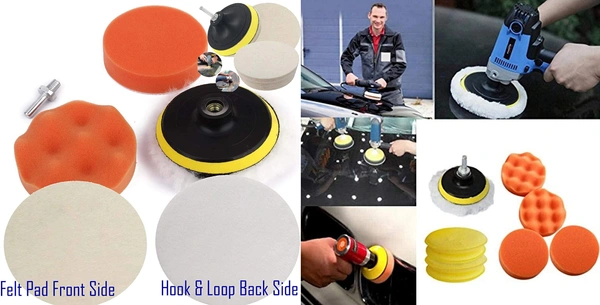DIY Crafts with 5X Felt 5X Fur 5X Backer Pads, 1" inch Kit, 6-11x Gross Polishing Buffing Pad Kit Drill Nut Polishing Foam Buffing Compound Auto Poli (with 5X Felt 5X Fur 5X Backer Pads, 1" inch Kit) - with 5X Felt 5X Fur 5X Backer Pads, 1" inch Kit