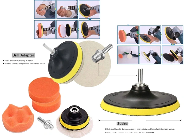 DIY Crafts with 5X Felt 5X Fur 5X Backer Pads, 1" inch Kit, 6-11x Gross Polishing Buffing Pad Kit Drill Nut Polishing Foam Buffing Compound Auto Poli (with 5X Felt 5X Fur 5X Backer Pads, 1" inch Kit) - with 5X Felt 5X Fur 5X Backer Pads, 1" inch Kit