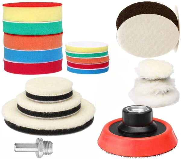 DIY Crafts With 3x Fur 3x Felt Pads, 3" inch Kit, 9x Polishes Set 1/2/3 Inch Drill Buffing Buffer Pad Polishing Pad Mix Size Kit, M14 Backing Pad Adapter P (With 3x Fur 3x Felt Pads, 3" inch Kit) - With 3x Fur 3x Felt Pads, 3" inch Kit