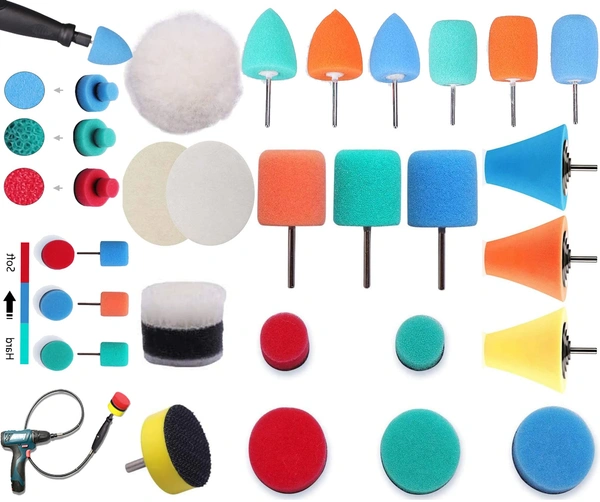 DIY Crafts 22x Mini Buffing Polishing Detail Polisher Pads On Rotary Tools,Cordless Drill, Polisher Tool for Tight Area Detailing Polishing Waxing Sealing Glaze (with 2xFelt 2X Fur Pad, 2" inch Kit) - With 2xFelt 2x Fur Pad, 2"inch Kit