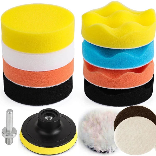 DIY Crafts With 4x Desnsity Felt Pads, 7"inch Kit, 12 Pcs Gross Polishing Buffing Pad Kit Polisher Universal Adapter Car Polish Sponge Wheel Wash Cleanin (With 4x Desnsity Felt Pads, 7"inch Kit) - With 4x Desnsity Felt Pads, 7"inch Kit