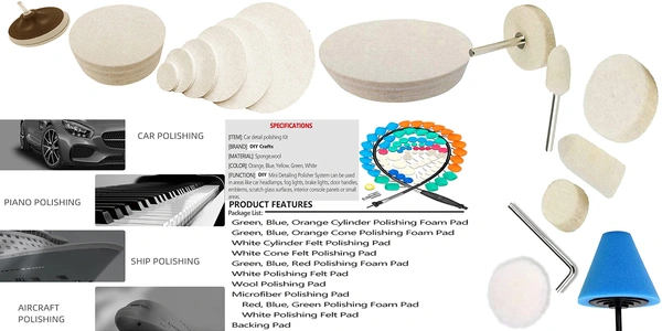 DIY Crafts With 4x Felt 4x Fur 4x Backer Pad, 4"inch, 15x Mini 1-3"inch Cones - Choice 1-7"inch Wool Polishing Wheel Point Mandrel Tight Area Detailing Wa(With 4x Felt 4x Fur 4x Backer Pad, 4"inch) - With 4x Felt 4x Fur 4x Backer Pad, 4"inch