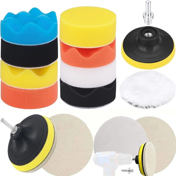 DIY Crafts With 4x Felt 4x Fur 4x Backer Pad, 2"inch Kit, 12-17x Gross Polishing Buffing Pad Kit Drill Nut Polishing Foam Buffing Compound Auto Polish (With 4x Felt 4x Fur 4x Backer Pad, 2"inch Kit) - With 4x Felt 4x Fur 4x Backer Pad, 2"inch Kit