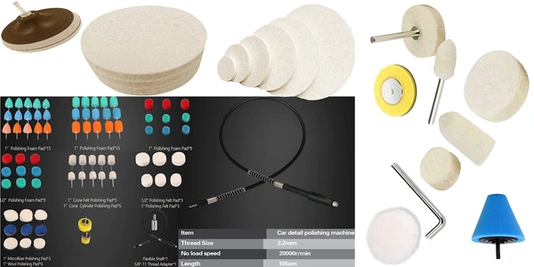 DIY Crafts With 4x Felt 4x Fur 4x Backer Pad, 3"inch, 15x Mini 1-3"inch Cones - Choice 1-7"inch Wool Polishing Wheel Point Mandrel Tight Area Detailing Wa(With 4x Felt 4x Fur 4x Backer Pad, 3"inch) - With 4x Felt 4x Fur 4x Backer Pad, 3"inch